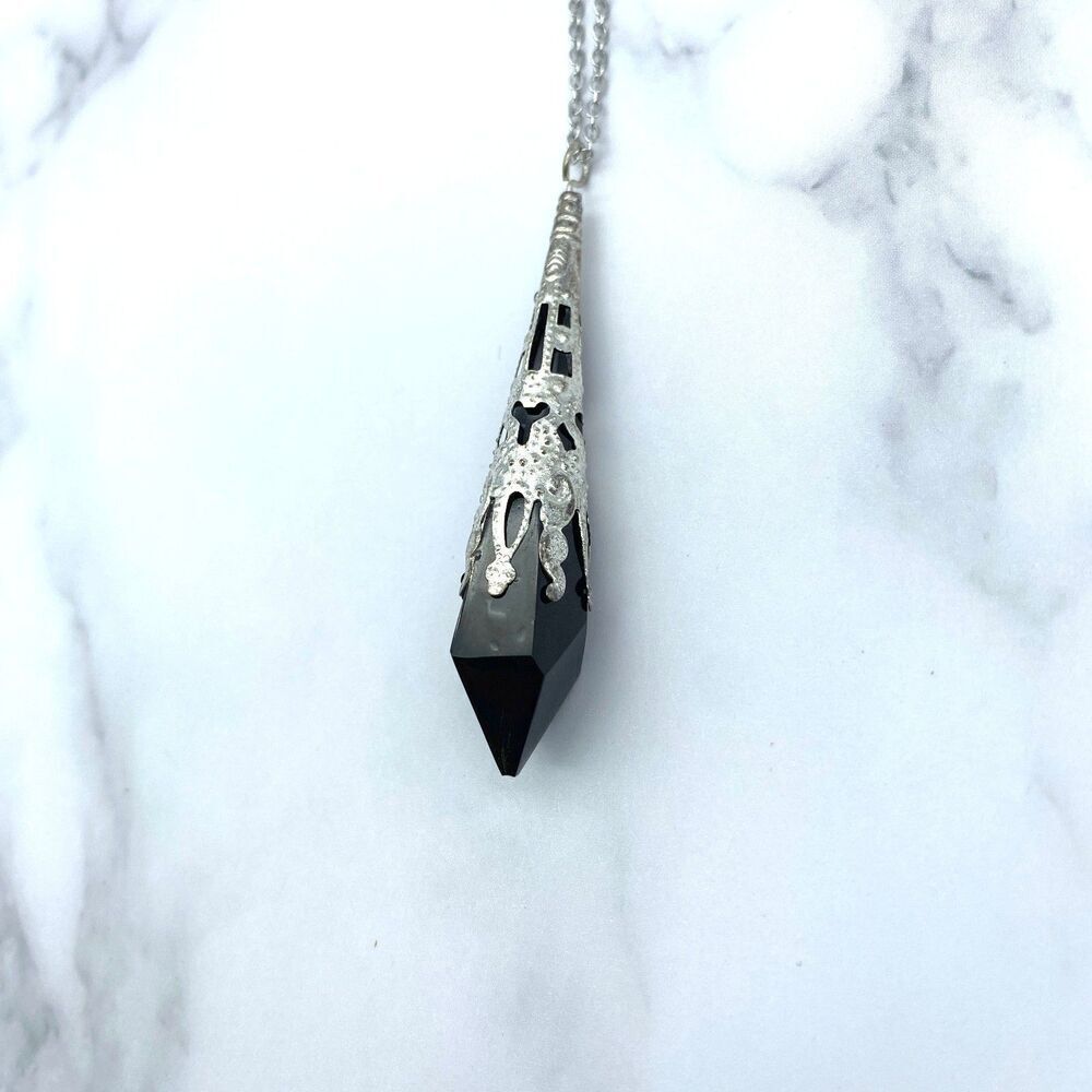 Black Resin Pendulum Necklace - Picture 9 of 10